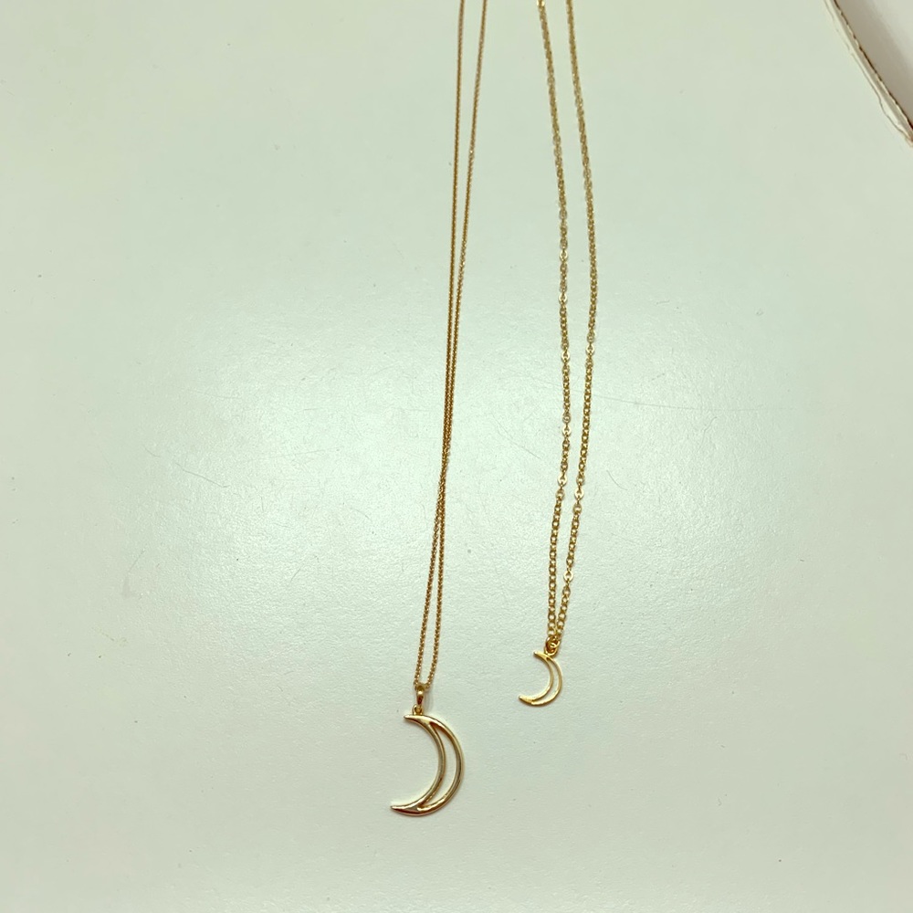 24 ct. gold moon necklace and small gold necklace